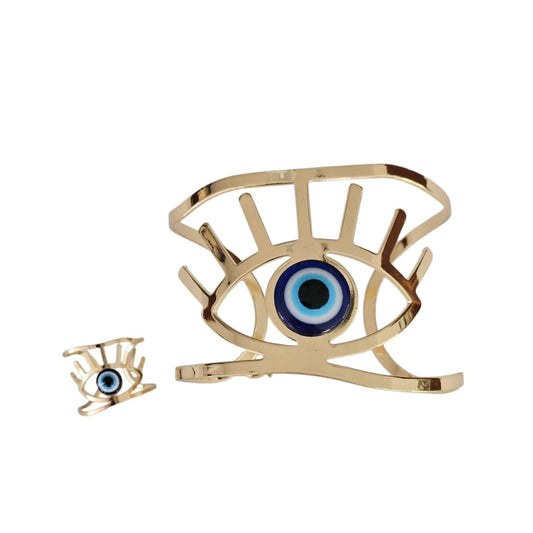 JUEGO BRAZALETE Y ANILLO OJO TURCO