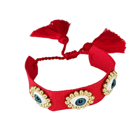 PULSERA TEJIDA OJOS TURCOS - 3D