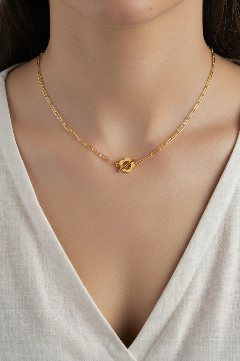 JUEGO COLLAR Y ARETES FLOR