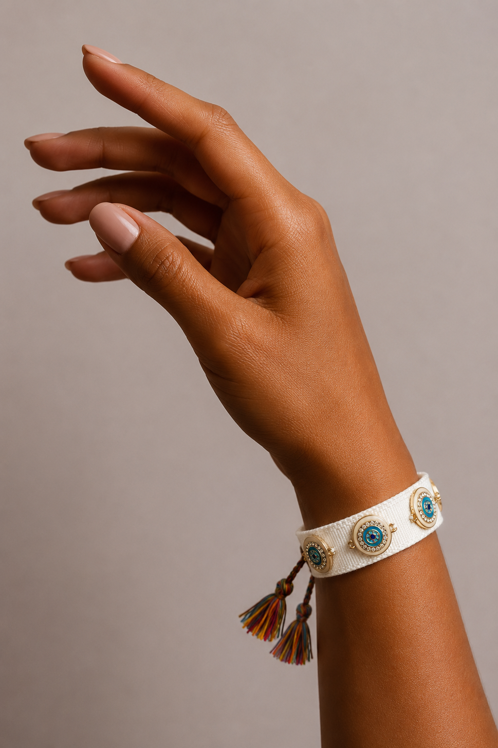 PULSERA TEJIDA OJOS TURCOS - ZIRCONIAS