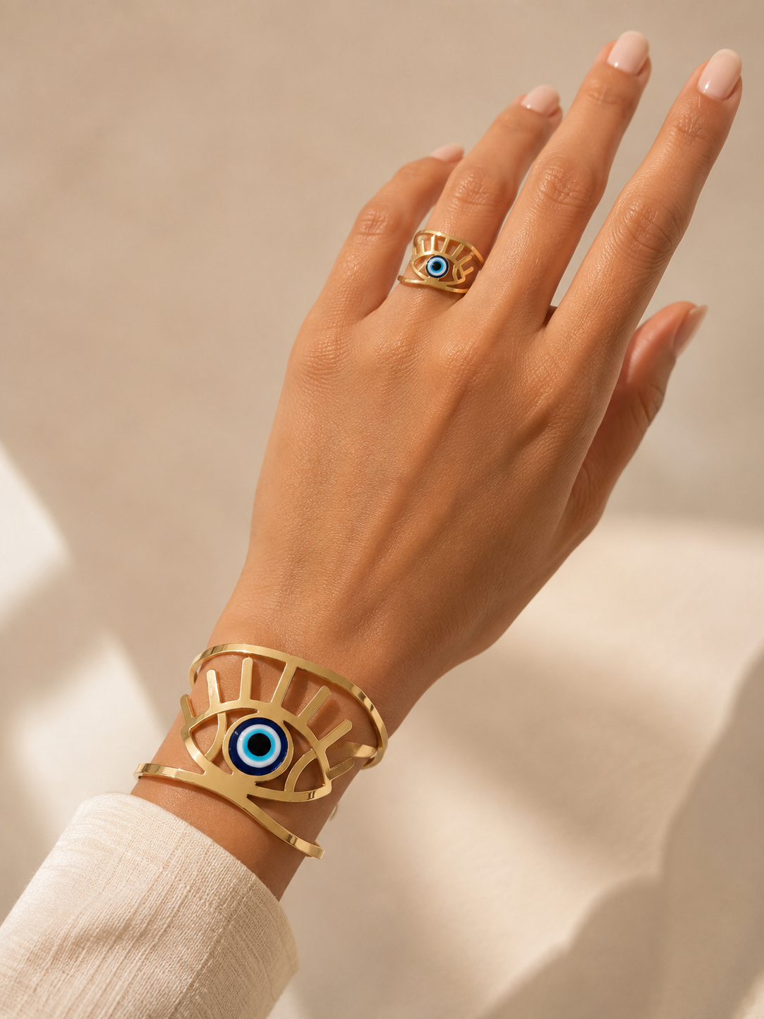 JUEGO BRAZALETE Y ANILLO OJO TURCO